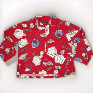 P.J. Salvage Red Las Vegas Cards Large Pajamas Shirt Top Only